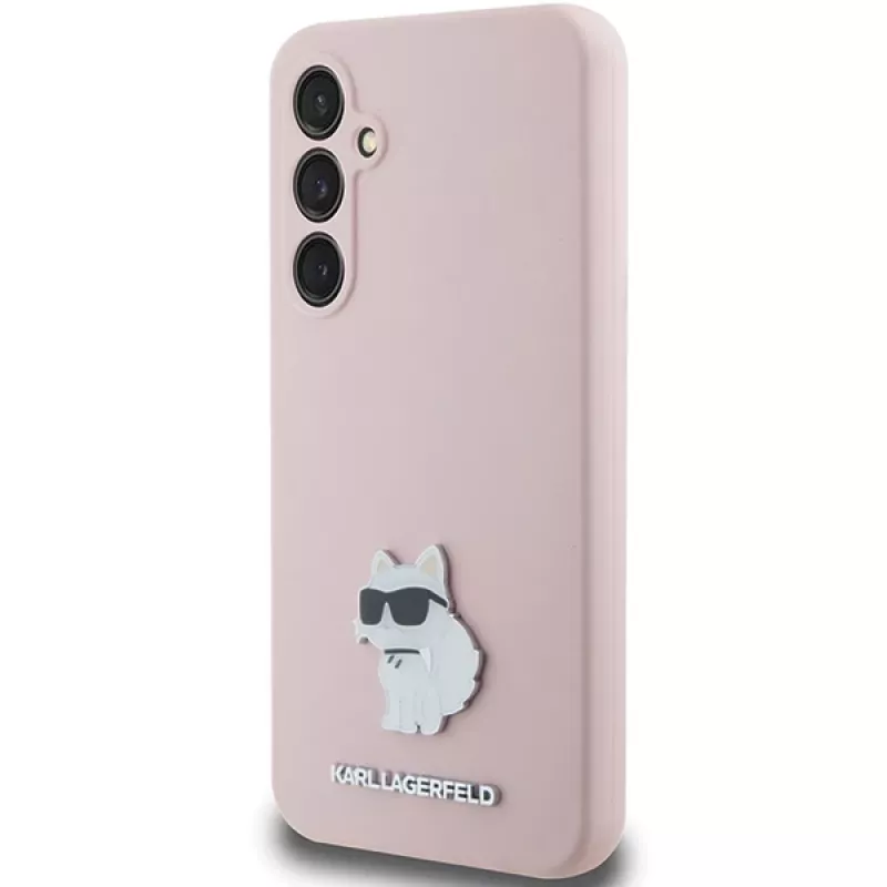Karl Lagerfeld KLHCS23FESMHCNPP S23 FE S711 Funda Rosa Silicona Choupette Metal Pin para Samsung Galaxy S23 FE