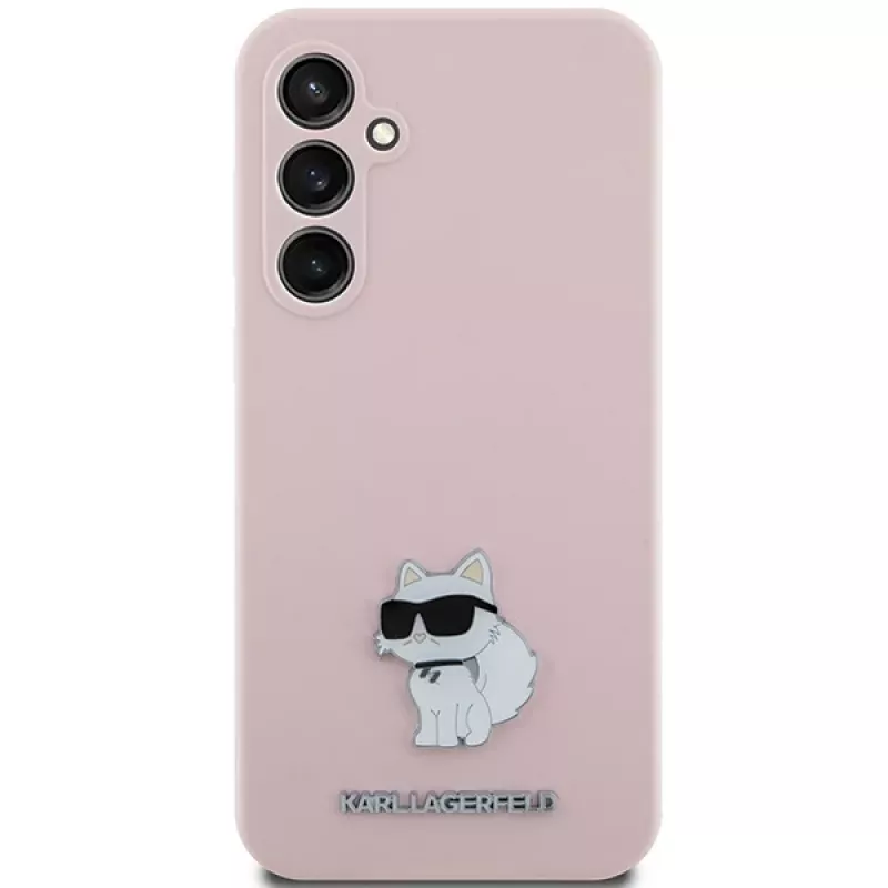 Karl Lagerfeld KLHCS23FESMHCNPP S23 FE S711 Funda Rosa Silicona Choupette Metal Pin para Samsung Galaxy S23 FE