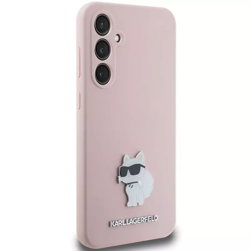 Karl Lagerfeld KLHCS23FESMHCNPP S23 FE S711 Funda Rosa Silicona Choupette Metal Pin para Samsung Galaxy S23 FE