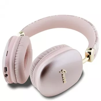 Guess Gcube Metallic Script Logo auriculares Bluetooth on-ear rosa