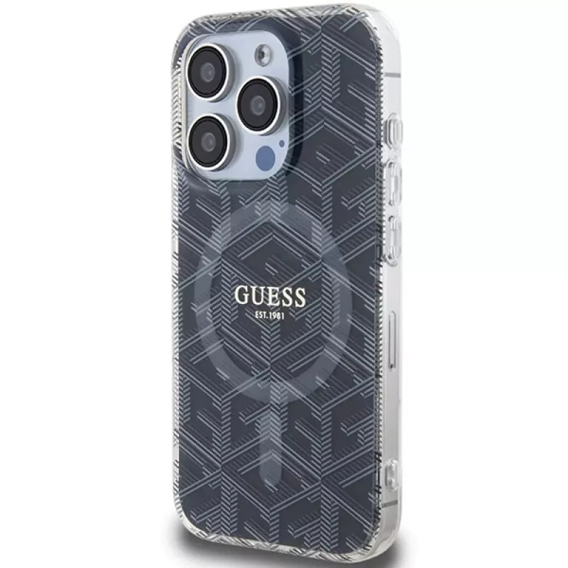 Guess GUHMP15LHGCUSTGK funda rígida IML GCube MagSafe para iPhone 15 Pro 6,1