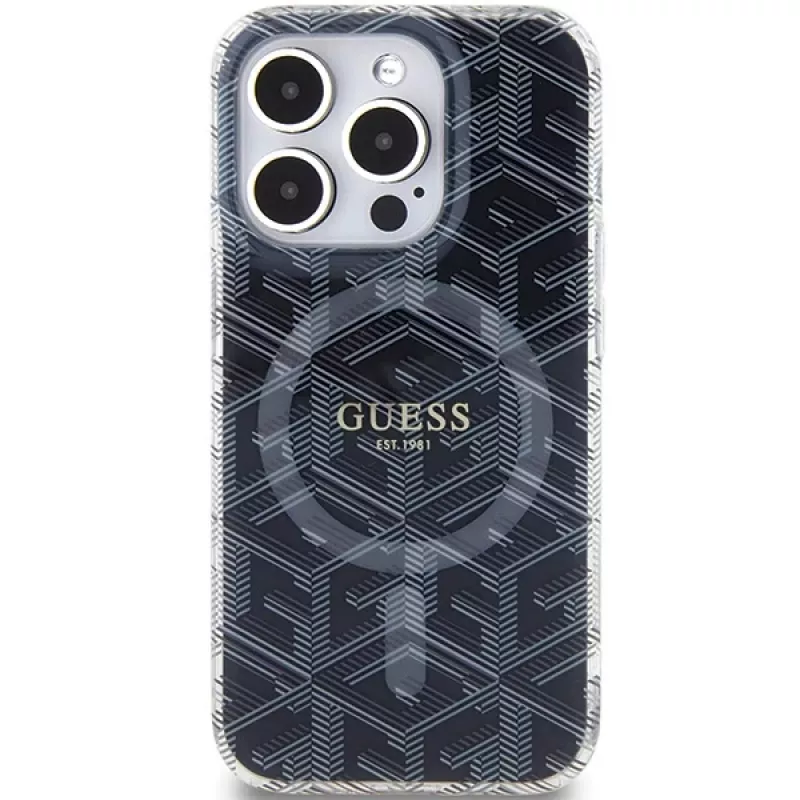 Guess GUHMP15LHGCUSTGK funda rígida IML GCube MagSafe para iPhone 15 Pro 6,1