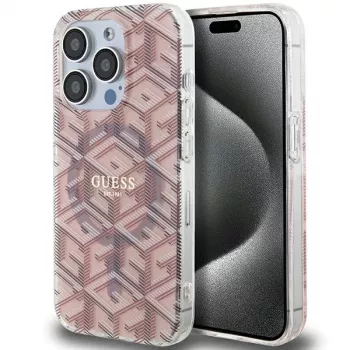 Guess GUHMP15XHGCUSTGP funda rígida IML GCube MagSafe para iPhone 15 Pro Max 6,7 inch rosa