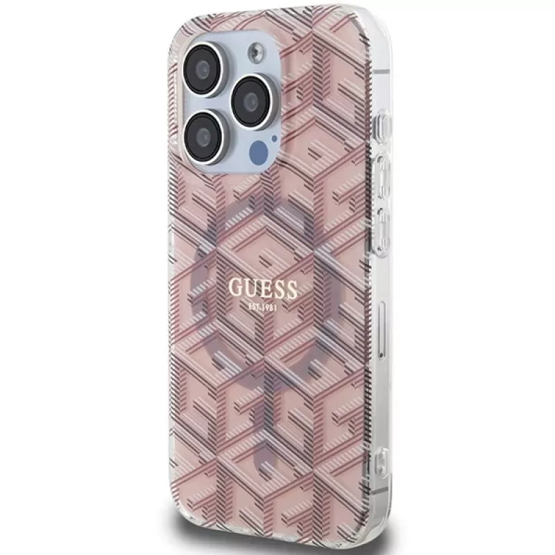 Guess GUHMP15XHGCUSTGP funda rígida IML GCube MagSafe para iPhone 15 Pro Max 6,7