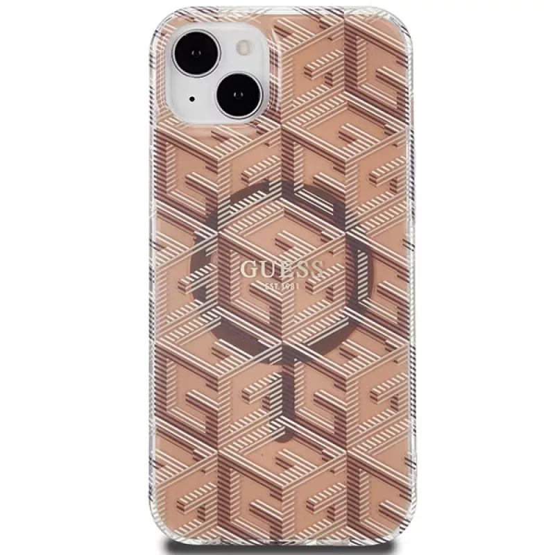 Guess GUHMP15SHGCUSTGW funda rígida IML GCube MagSafe para iPhone 15 / 14 / 13 6,1