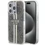 Guess GUHCP15LH4PSEGW funda rígida IML 4G Gold Stripe marrón para iPhone 15 Pro 6,1