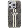 Guess GUHCP15LH4PSEGW funda rígida IML 4G Gold Stripe marrón para iPhone 15 Pro 6,1