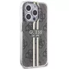 Guess GUHCP15LH4PSEGW funda rígida IML 4G Gold Stripe marrón para iPhone 15 Pro 6,1