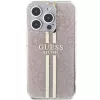 Guess GUHCP15LH4PSEGP funda rígida IML 4G Gold Stripe rosa para iPhone 15 Pro 6,1