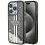 Guess GUHCP15LLFCSEGK funda rígida Liquid Glitter Gold Stripes negra para iPhone 15 Pro 6,1