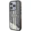 Guess GUHCP15LLFCSEGK funda rígida Liquid Glitter Gold Stripes negra para iPhone 15 Pro 6,1