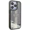 Guess GUHCP15LLFCSEGK funda rígida Liquid Glitter Gold Stripes negra para iPhone 15 Pro 6,1