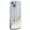Guess GUHCP15MLFCSEGT funda rígida transparente Liquid Glitter Gold Stripes para iPhone 15 Plus / 14 Plus 6,7