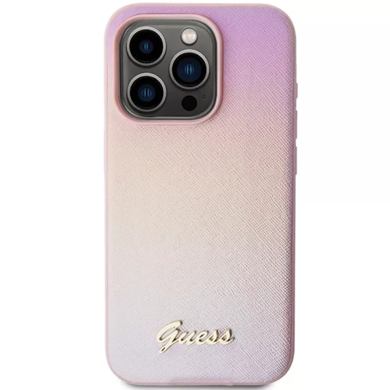 Guess funda rígida Saffiano Iridescent Script para Apple iPhone 14 Pro 6,1