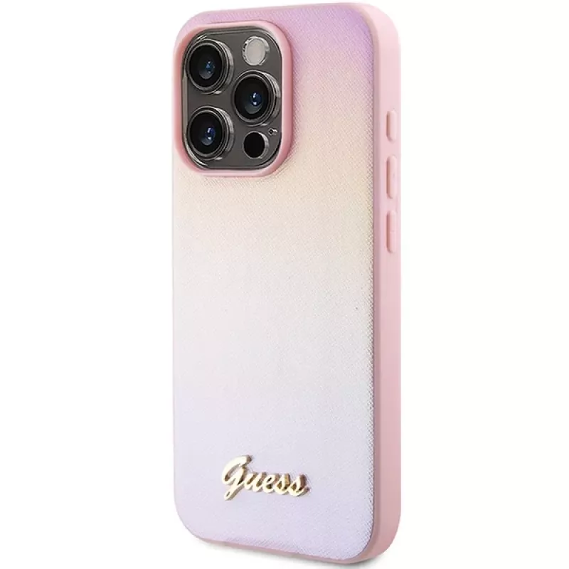 Guess funda rígida Saffiano Iridescent Script para Apple iPhone 14 Pro Max 6,7