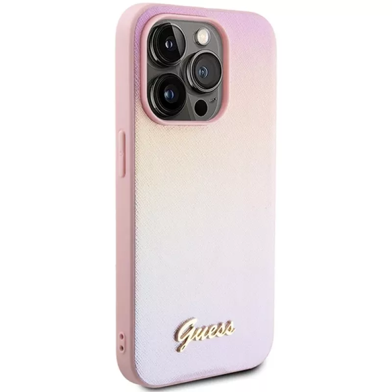 Guess funda rígida Saffiano Iridescent Script para Apple iPhone 14 Pro Max 6,7
