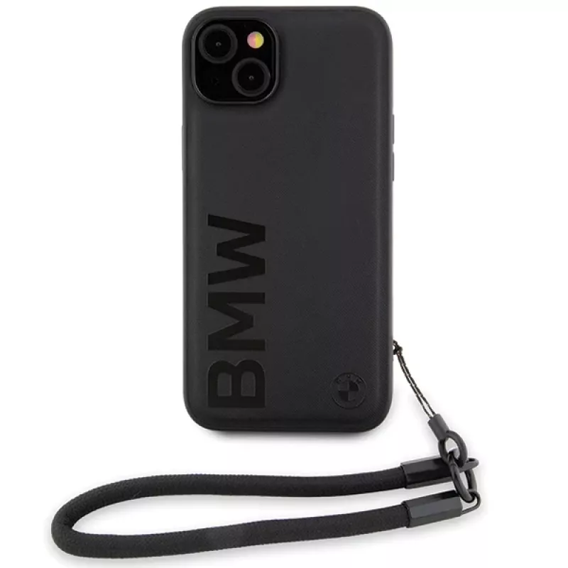 BMW funda rígida Signature Leather Wordmark Cord para iPhone 15 Plus / 14 Plus 6,7