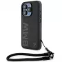 BMW funda rígida Signature Leather Wordmark Cord negra para iPhone 15 Pro 6,1 inch