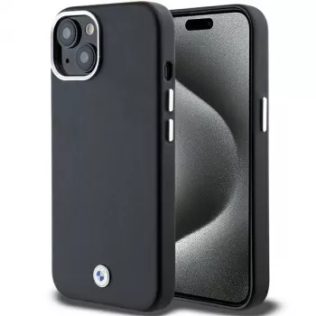 BMW funda MagSafe Signature Wrapped Metal negra para iPhone 15 / 14 / 13 6,1