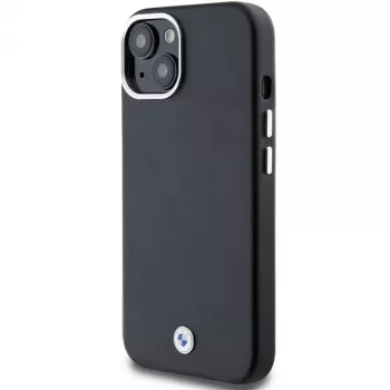 BMW funda MagSafe Signature Wrapped Metal negra para iPhone 15 / 14 / 13 6,1