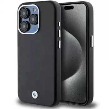 BMW funda MagSafe Signature Wrapped Metal negra para Apple iPhone 15 Pro 6,1