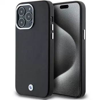 BMW funda MagSafe Signature Wrapped Metal negra para iPhone 15 Pro Max 6,7