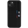 BMW funda rígida M Collection negra perforada Tricolor Line para iPhone 15 Plus / 14 Plus 6,7