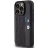 BMW funda rígida Perforated Tricolor Line negra para Apple iPhone 15 Pro 6,1