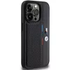 BMW funda rígida Perforated Tricolor Line negra para Apple iPhone 15 Pro 6,1