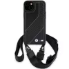 BMW funda rígida M Edition Carbon Stripe & Strap negra para iPhone 15 Plus / 14 Plus 6,7