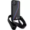 BMW BMHCP15S23PSVTK funda rígida negra M Edition Carbon Tricolor Lines & Strap para iPhone 15 / 14 / 13