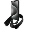 BMW funda rígida M Edition Carbon Tricolor Lines negra con correa de mano para Apple iPhone 15 Pro Max 6,7