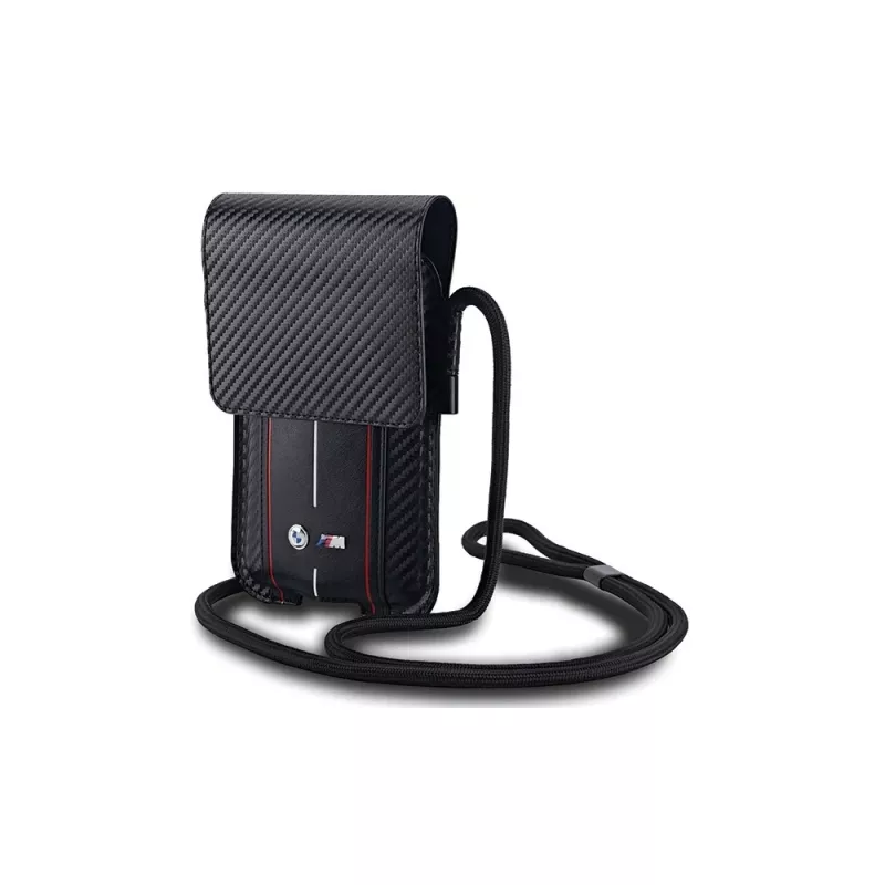 Bolso cartera BMW para iPhone 15 Pro Max - negra Carbon Red Stripes