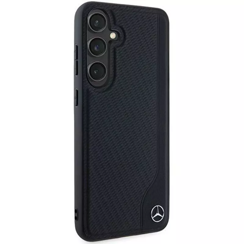 Funda rígida Mercedes-Benz MEHMS24S23RBGVK S24 S921 negra de piel Debossed Line MagSafe para Samsung Galaxy S24