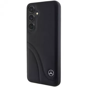 Funda rígida Mercedes-Benz MEHCS24S23RBCSK S24 S921 negra de piel Curved Stitches para Samsung Galaxy S24