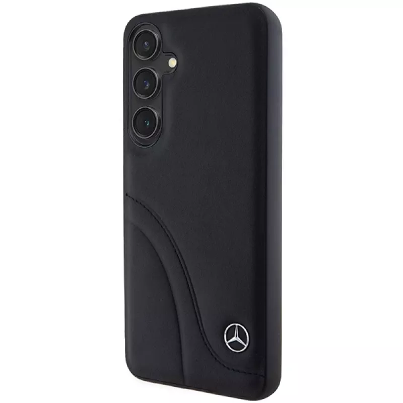 Funda rígida Mercedes-Benz MEHCS24S23RBCSK S24 S921 negra de piel Curved Stitches para Samsung Galaxy S24