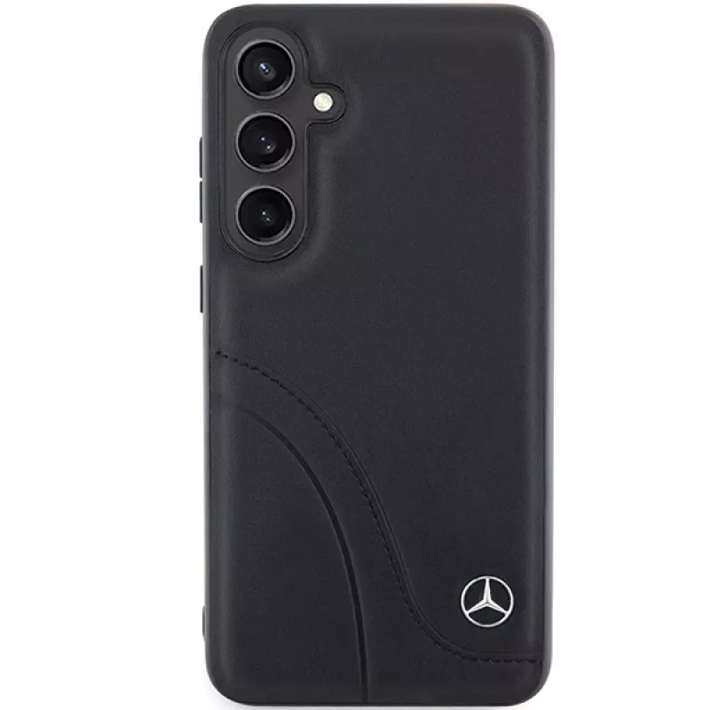 Funda rígida Mercedes-Benz MEHCS24S23RBCSK S24 S921 negra de piel Curved Stitches para Samsung Galaxy S24