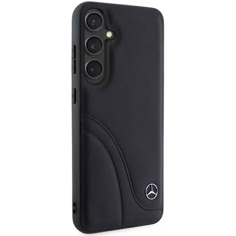 Funda rígida Mercedes-Benz MEHCS24S23RBCSK S24 S921 negra de piel Curved Stitches para Samsung Galaxy S24