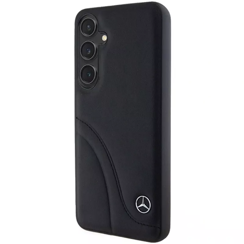 Funda rígida Mercedes-Benz MEHCS24M23RBCSK S24+ S926 negra de piel Curved Stitches para Samsung Galaxy S24+
