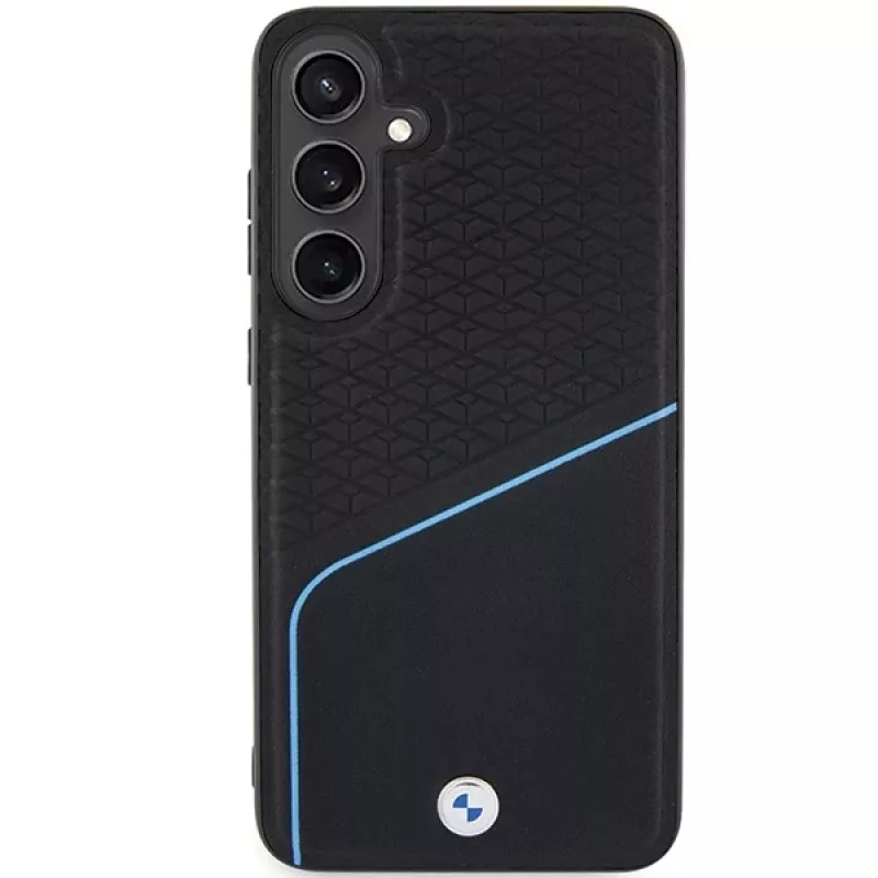 Funda rígida BMW Signature de piel texturizada y Line MagSafe para Samsung Galaxy S24, negra