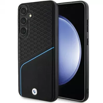 Funda rígida BMW BMHMS24M23RDCLK S24+ S926 negra Signature de piel texturizada y Line MagSafe