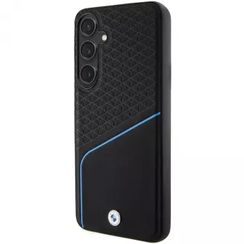 Funda rígida BMW BMHMS24M23RDCLK S24+ S926 negra Signature de piel texturizada y Line MagSafe