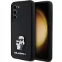 Funda rígida Karl Lagerfeld KLHCS23SSMHKCNPK S23 S911 negra de silicona Karl & Choupette Metal Pin
