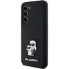 Funda rígida Karl Lagerfeld KLHCS23SSMHKCNPK S23 S911 negra de silicona Karl & Choupette Metal Pin
