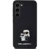 Funda rígida Karl Lagerfeld KLHCS23SSMHKCNPK S23 S911 negra de silicona Karl & Choupette Metal Pin