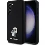 Funda rígida Karl Lagerfeld KLHCS23MSMHKCNPK para Samsung Galaxy S23+ S916, silicona, negra, Karl & Choupette Metal Pin