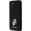 Funda rígida Karl Lagerfeld KLHCS23MSMHKCNPK para Samsung Galaxy S23+ S916, silicona, negra, Karl & Choupette Metal Pin