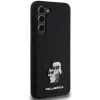 Funda rígida Karl Lagerfeld KLHCS23MSMHKCNPK para Samsung Galaxy S23+ S916, silicona, negra, Karl & Choupette Metal Pin