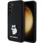 Funda rígida Karl Lagerfeld KLHCS23SSMHCNPK S23 S911 negra de silicona Choupette Metal Pin