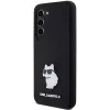 Funda rígida Karl Lagerfeld KLHCS23SSMHCNPK S23 S911 negra de silicona Choupette Metal Pin